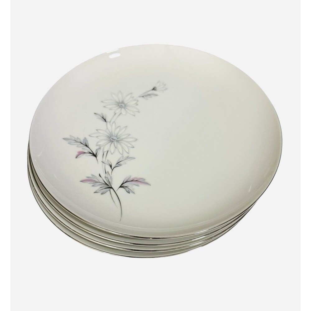 Crown Royal Jewel Fine China Forever 10” Dinner Plates - Set of 4 -Silver Trim